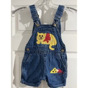 Vintage Madewell Overalls Kids Sz 24 Months Embroidered Cat Mouse Cheese USA